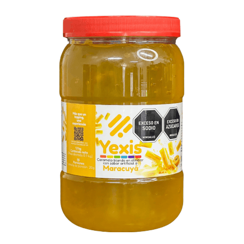 Tarro Yexis maracuya 1100g — jellys para bubble tea, fondo blanco